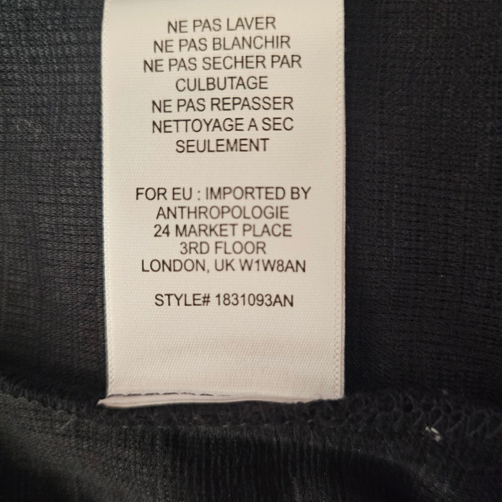 NWT Current Air‎ Anthropologie Women's Black V Neck 3/4 Sleeve Top Stitching M - Picture 5 of 6